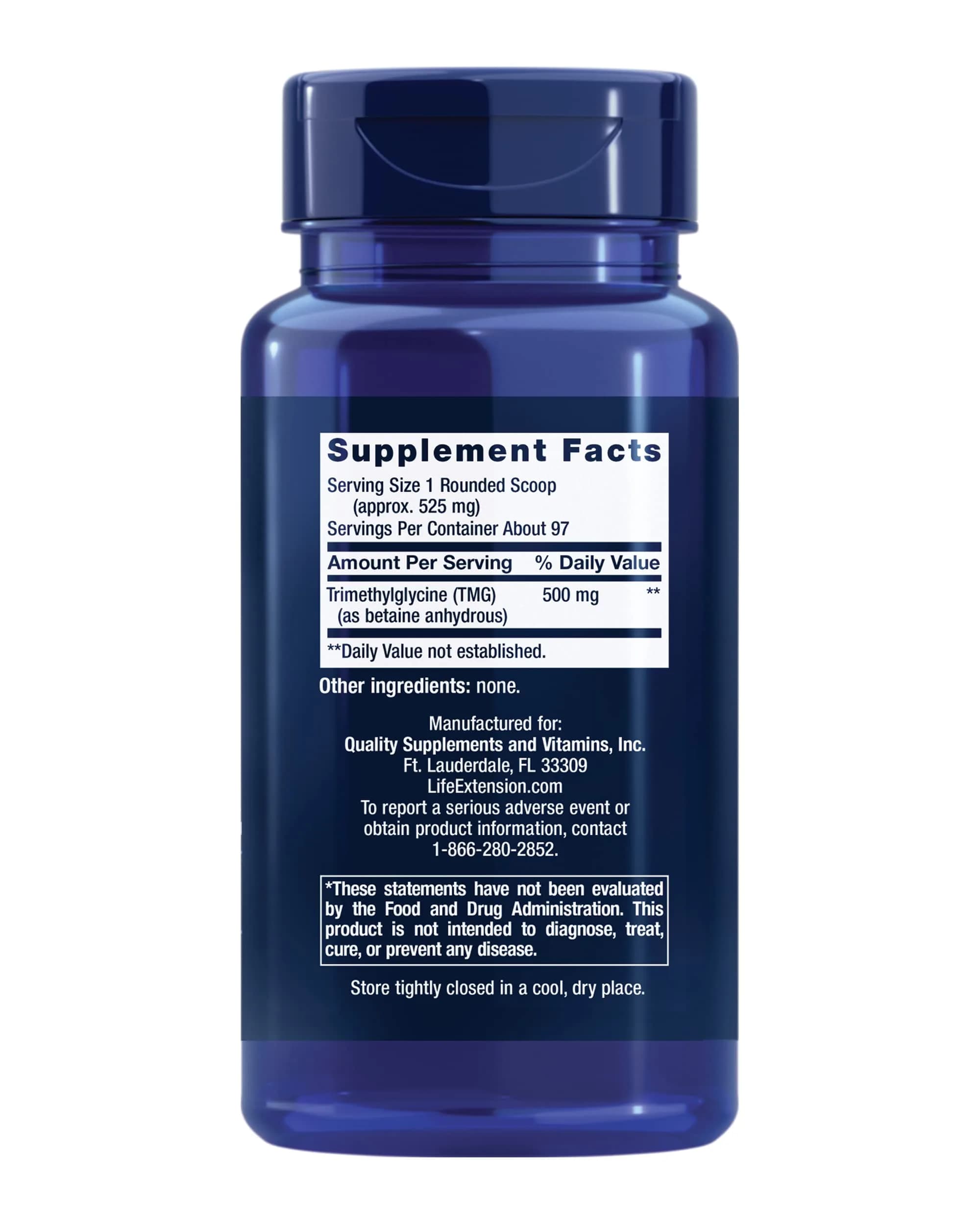 Life Extension TMG Powder 50 g (1.76 oz) | Supports Normal Homocysteine Levels - view 2