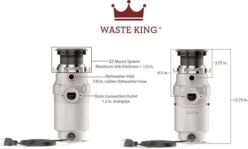 Waste King L-1001 Garbage Disposal 1/2 HP | Continuous Feed, Stainless Steel thumbnail 4