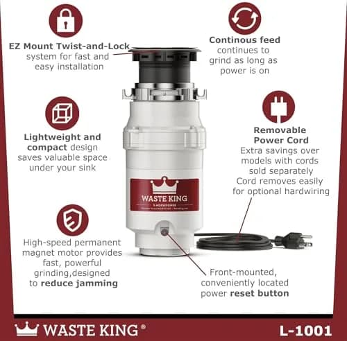 Waste King L-1001 Garbage Disposal 1/2 HP | Continuous Feed, Stainless Steel thumbnail 3