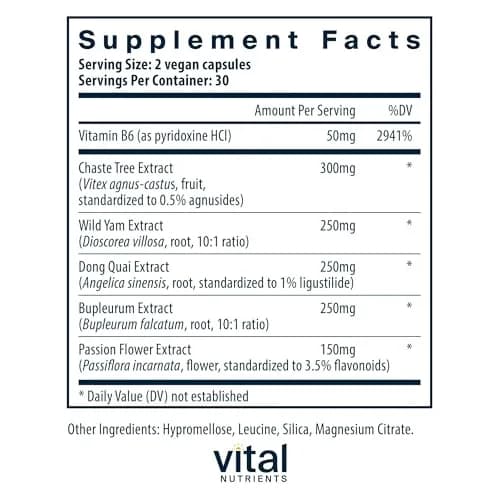 Vital Nutrients PMS Support, 60 Capsules | Supports Hormonal Balance & Menstrual Comfort thumbnail 2
