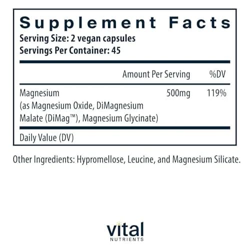 Vital Nutrients Triple Magnesium Complex 500mg | Vegan, Supports Sleep & Stress Relief thumbnail 2