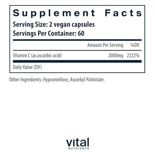 Vital Nutrients Vitamin C 1000mg | Pure Ascorbic Acid for Immune & Collagen Support thumbnail 2