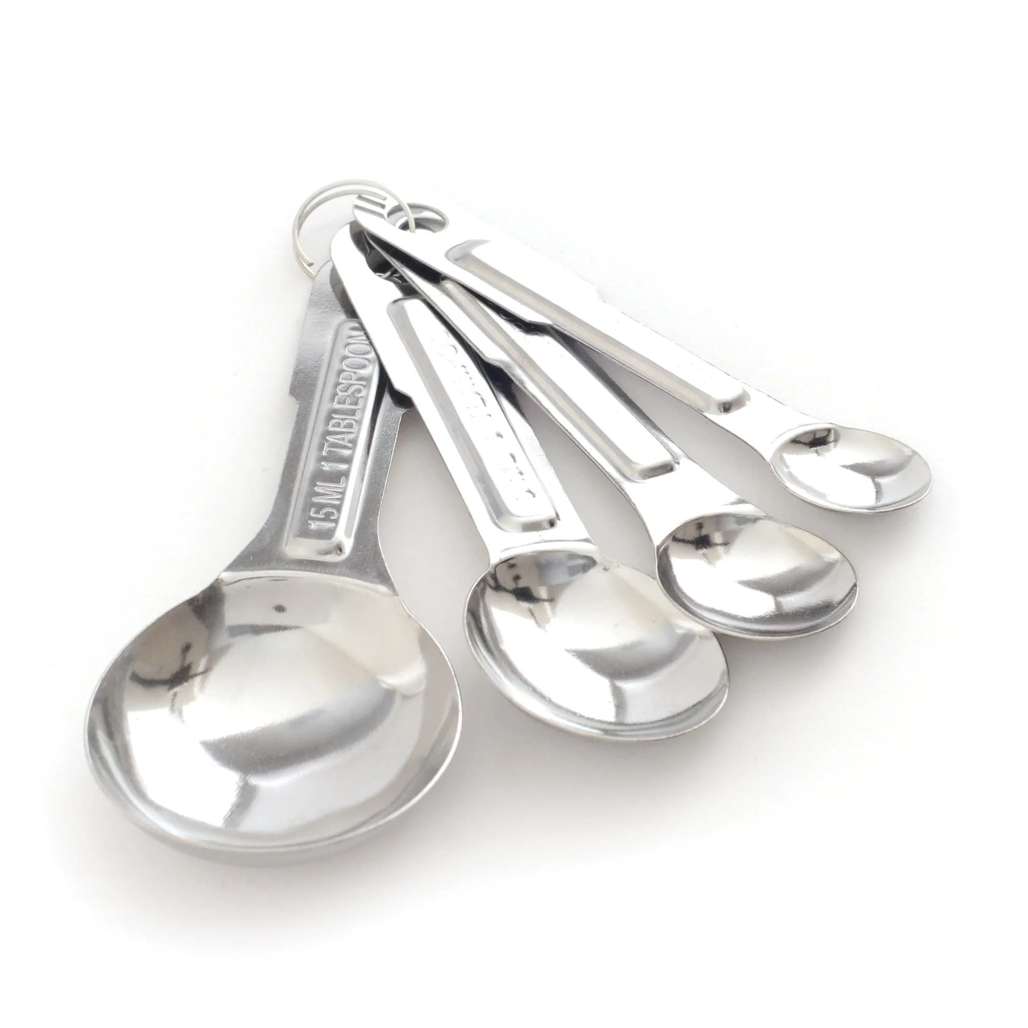 Norpro Stainless Steel Measure Spoon Set 15ml (0.5 Fl Oz) | 4-Piece Set with Metric Equivalents — Silver