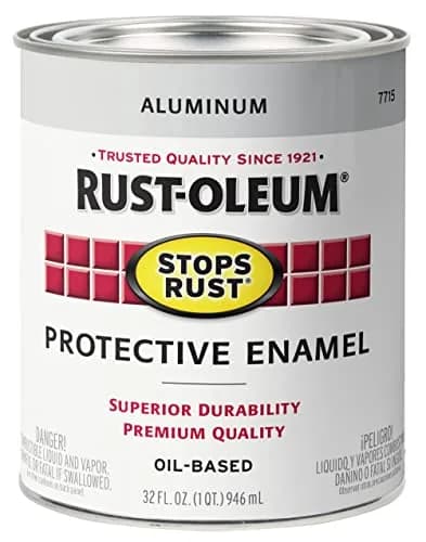 Rust-Oleum Stops Rust Brush On Protective Enamel Paint, Metallic Aluminum 946ml (32 Fl Oz) | Durable Rust Prevention for Metal & Wood — Metallic Aluminum