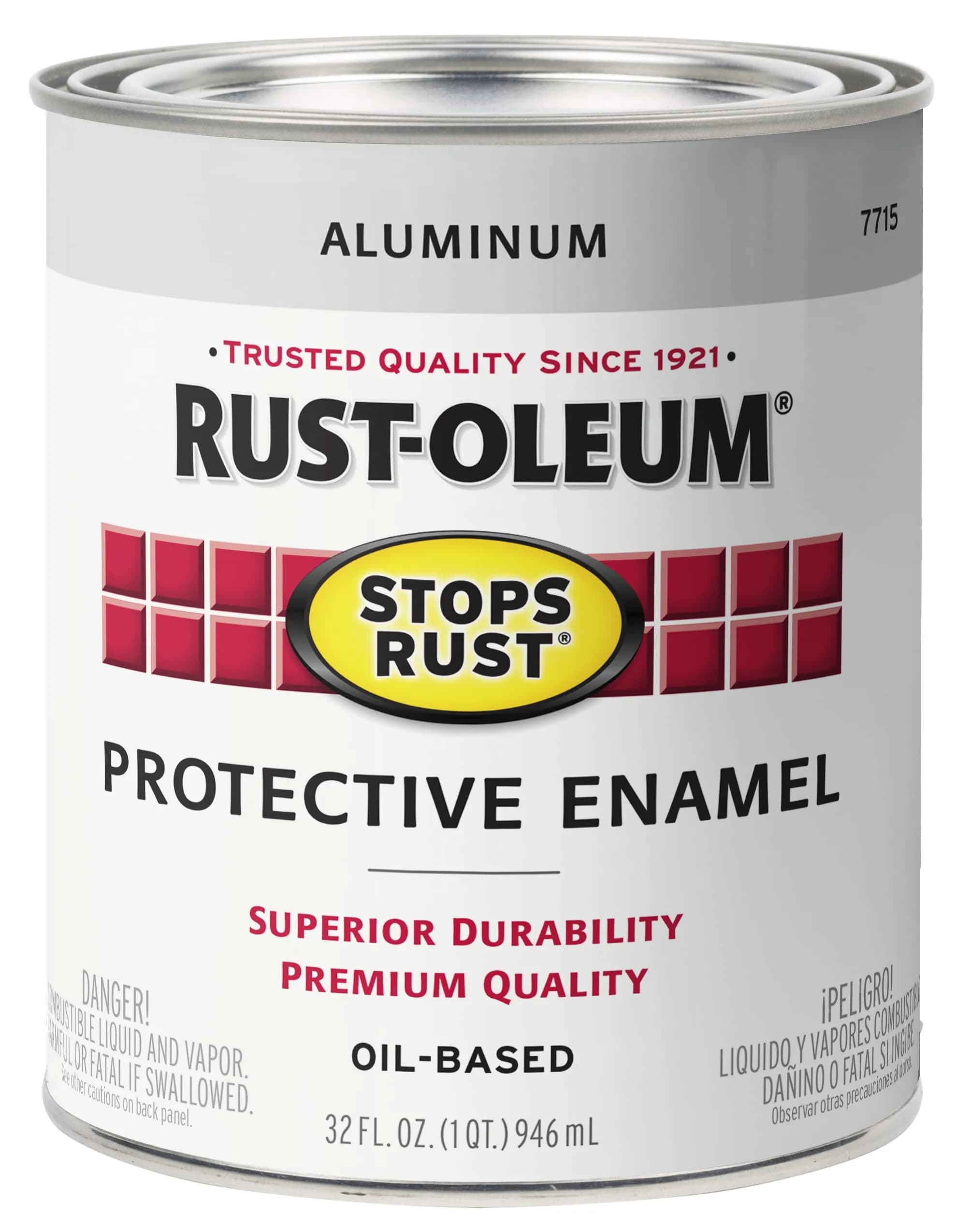 Rust-Oleum Stops Rust Brush On Protective Enamel Paint, Metallic Aluminum 946ml (32 Fl Oz) | Durable Rust Prevention for Metal & Wood - main product image