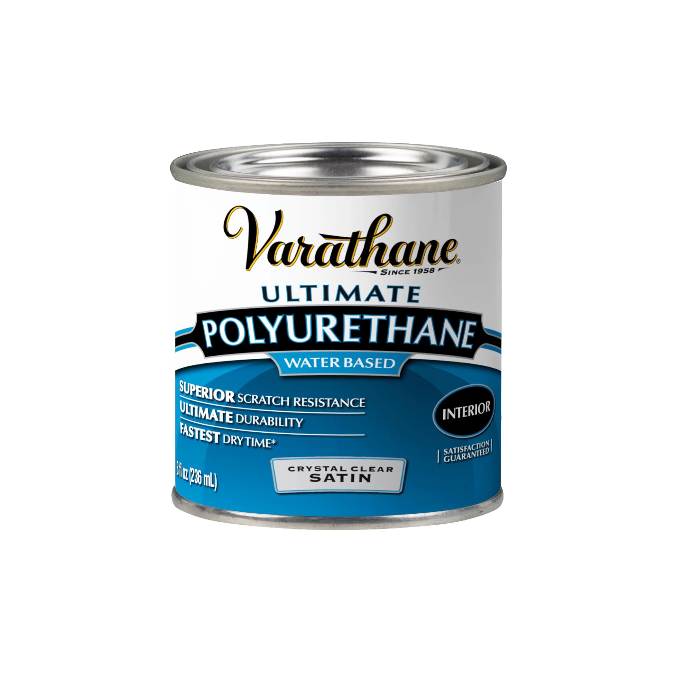 Varathane Water-Based Ultimate Satin Polyurethane 236ml (0.25 Quart) | Crystal Clear Interior Wood Protection - main product image