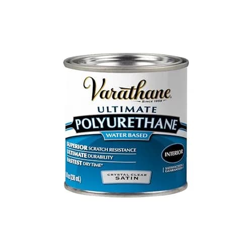 Varathane Water-Based Ultimate Satin Polyurethane 236ml (0.25 Quart) | Crystal Clear Interior Wood Protection thumbnail 1