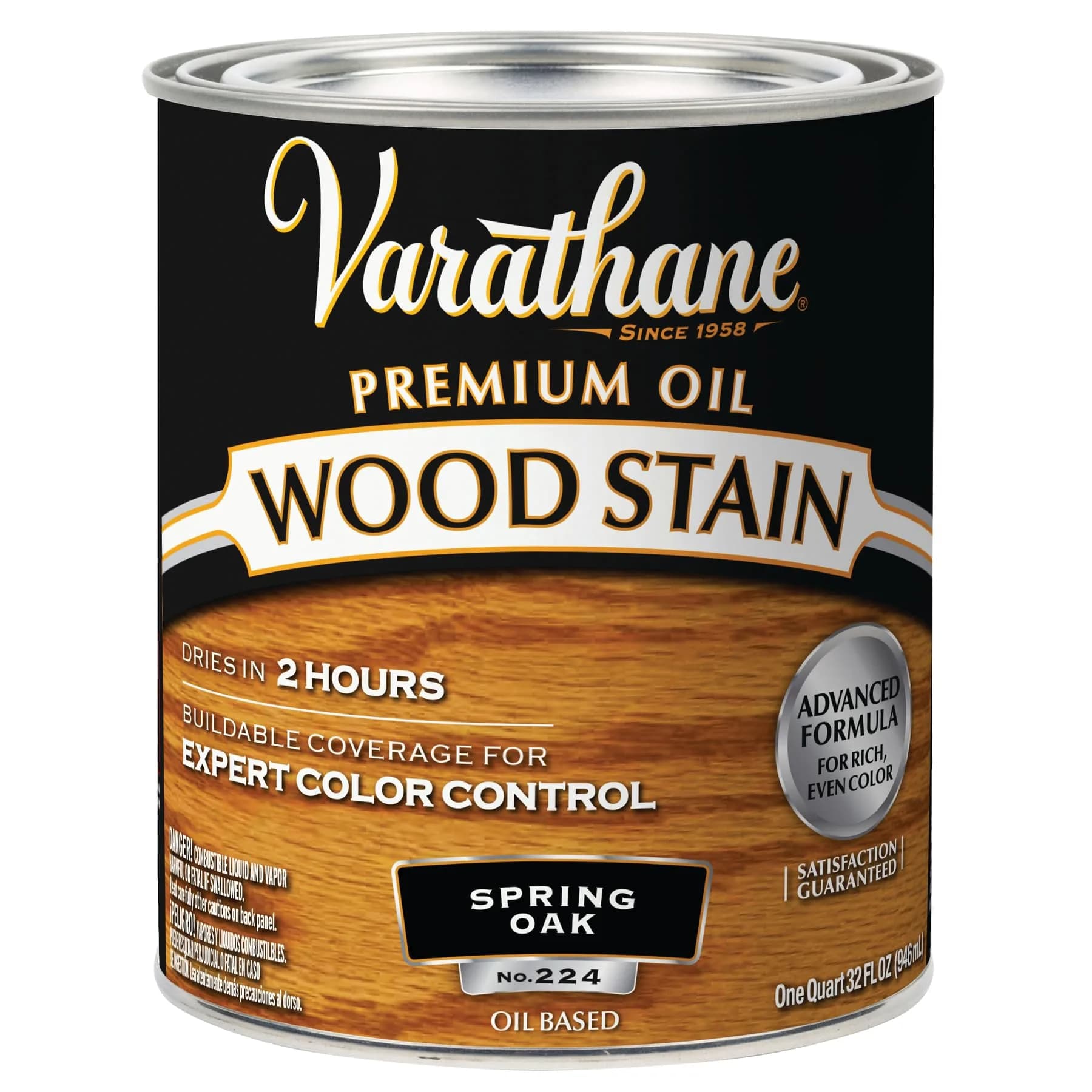 Varathane Dry Spring Oak Oil-Based Wood Stain 946ml (32 Fl Oz) | Rich Natural Wood Tone - main product image