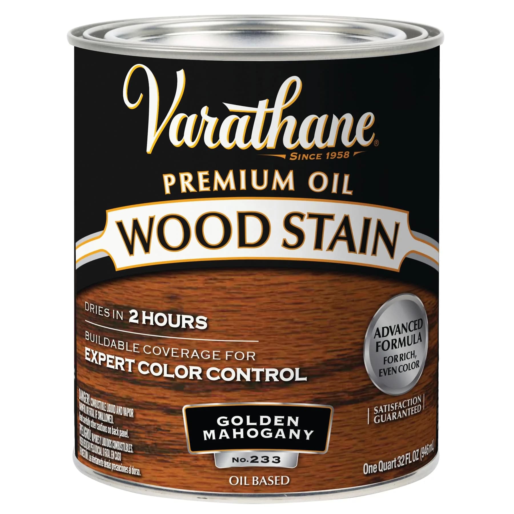 Varathane Golden Mahogany Oil-Based Wood Stain Quart (32 Fl Oz) | Rich, Deep Color for Interior Wood - main product image