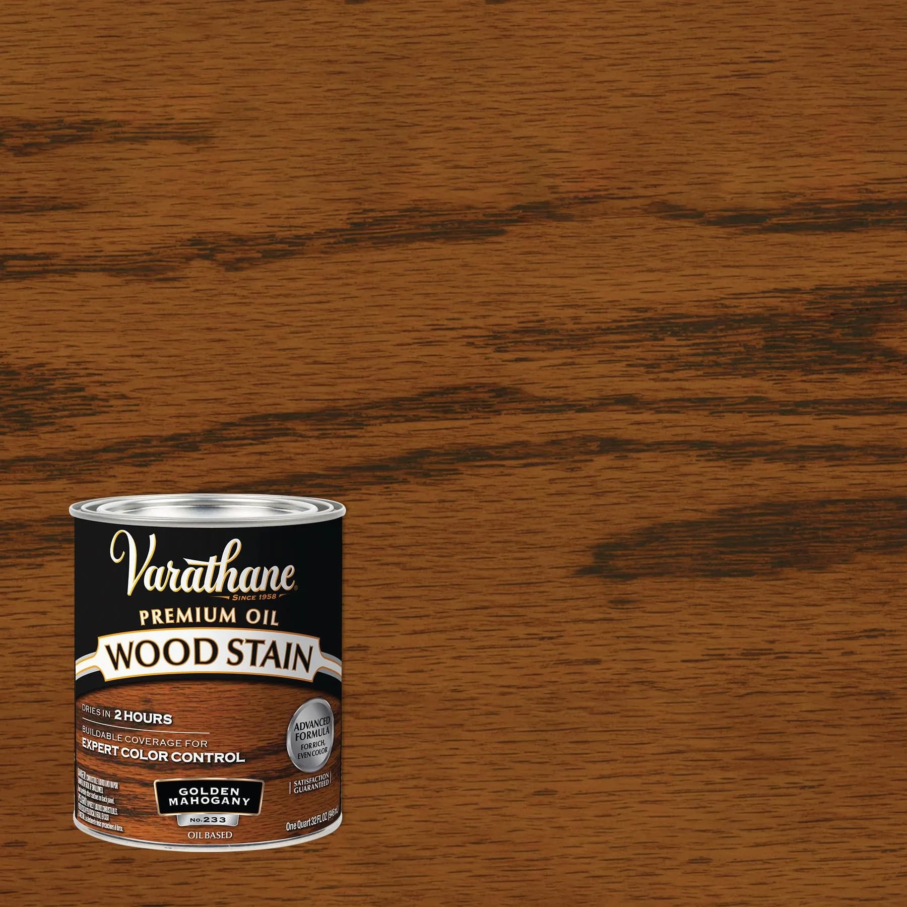Varathane Golden Mahogany Oil-Based Wood Stain Quart (32 Fl Oz) | Rich, Deep Color for Interior Wood - view 2