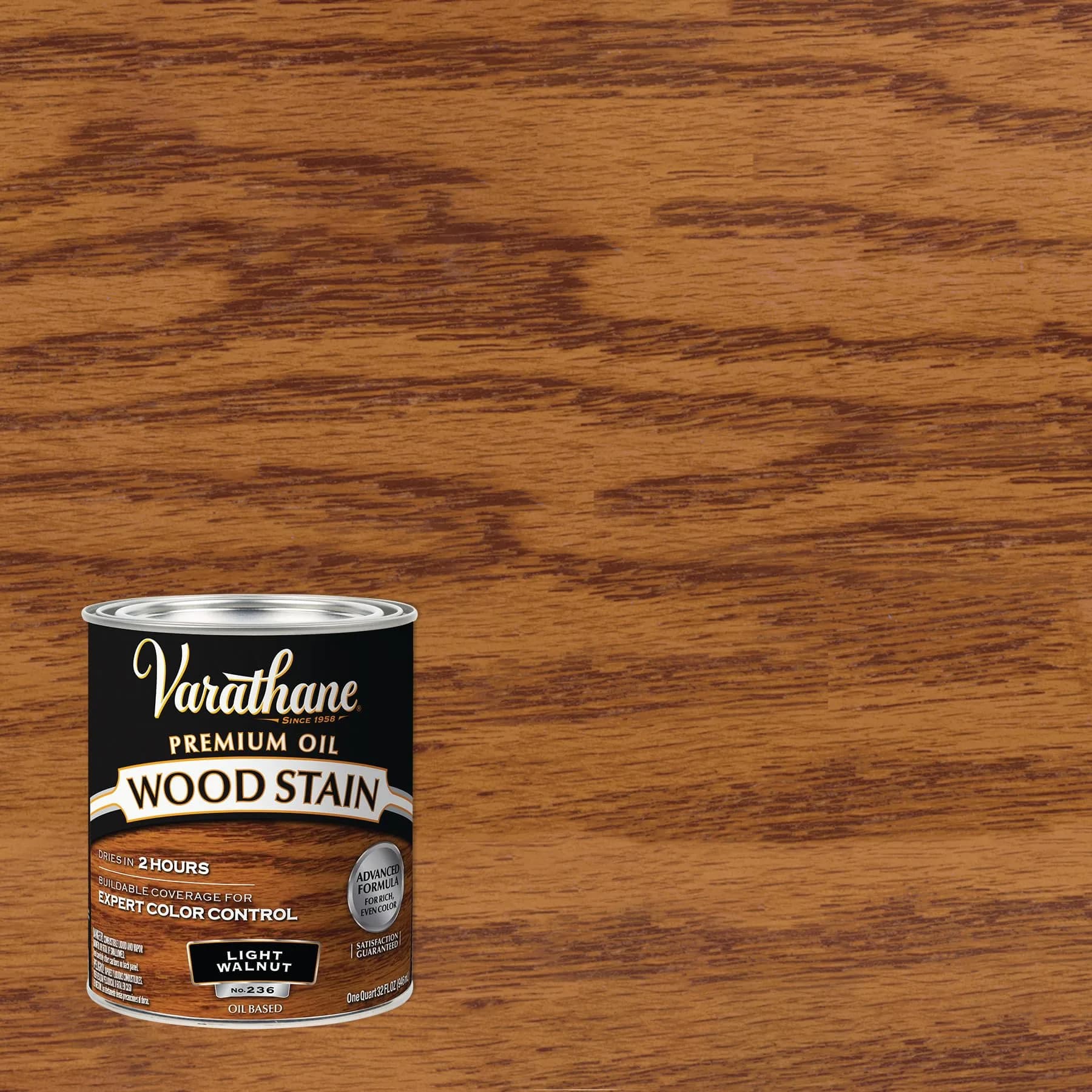 Varathane Light Walnut Oil-Based Wood Stain Quart (32 Fl Oz) | Rich Translucent Color for Interior Wood - view 2