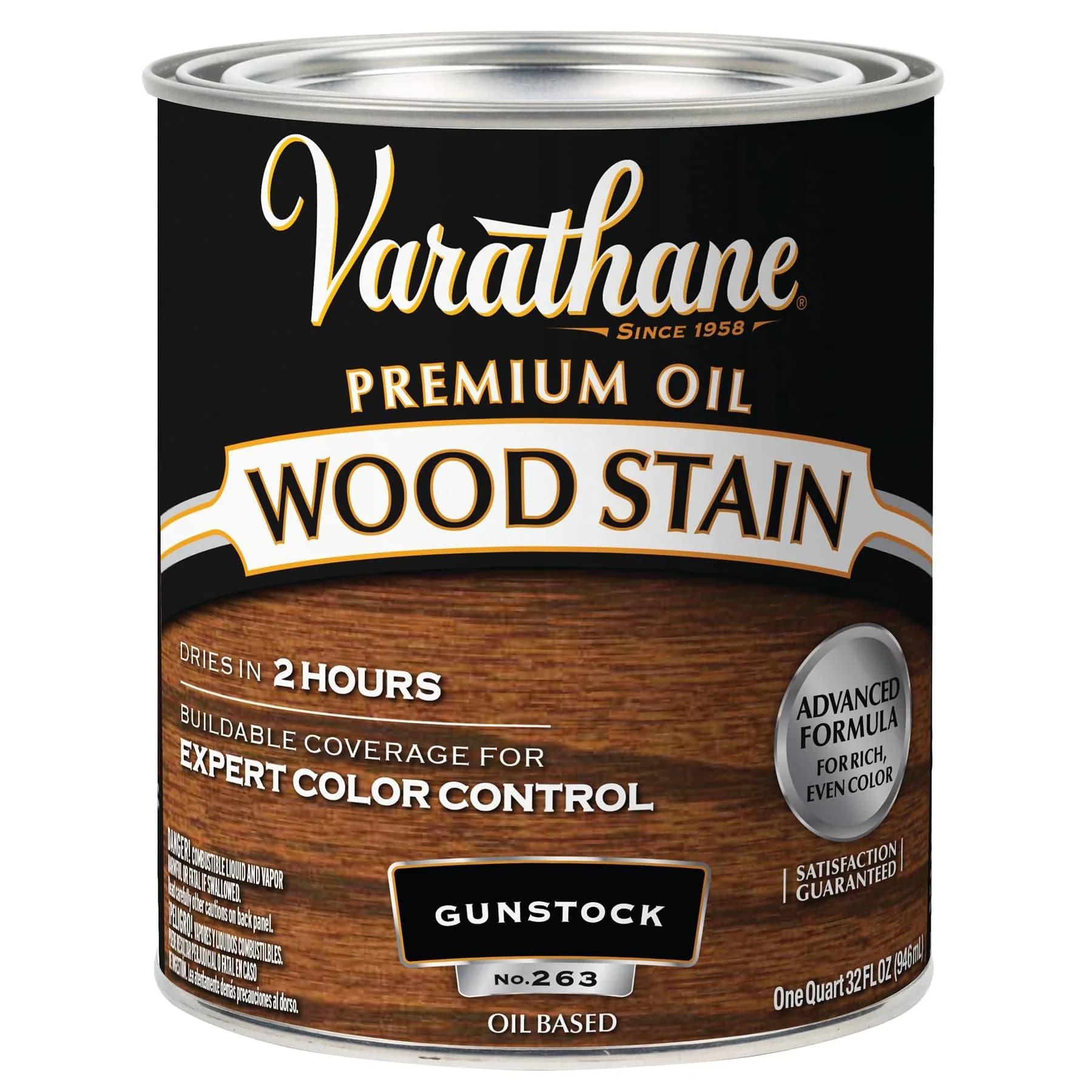 Varathane Dry Gunstock Oil-Based Wood Stain Quart (946ml) for Rich Interior Wood Color - main product image