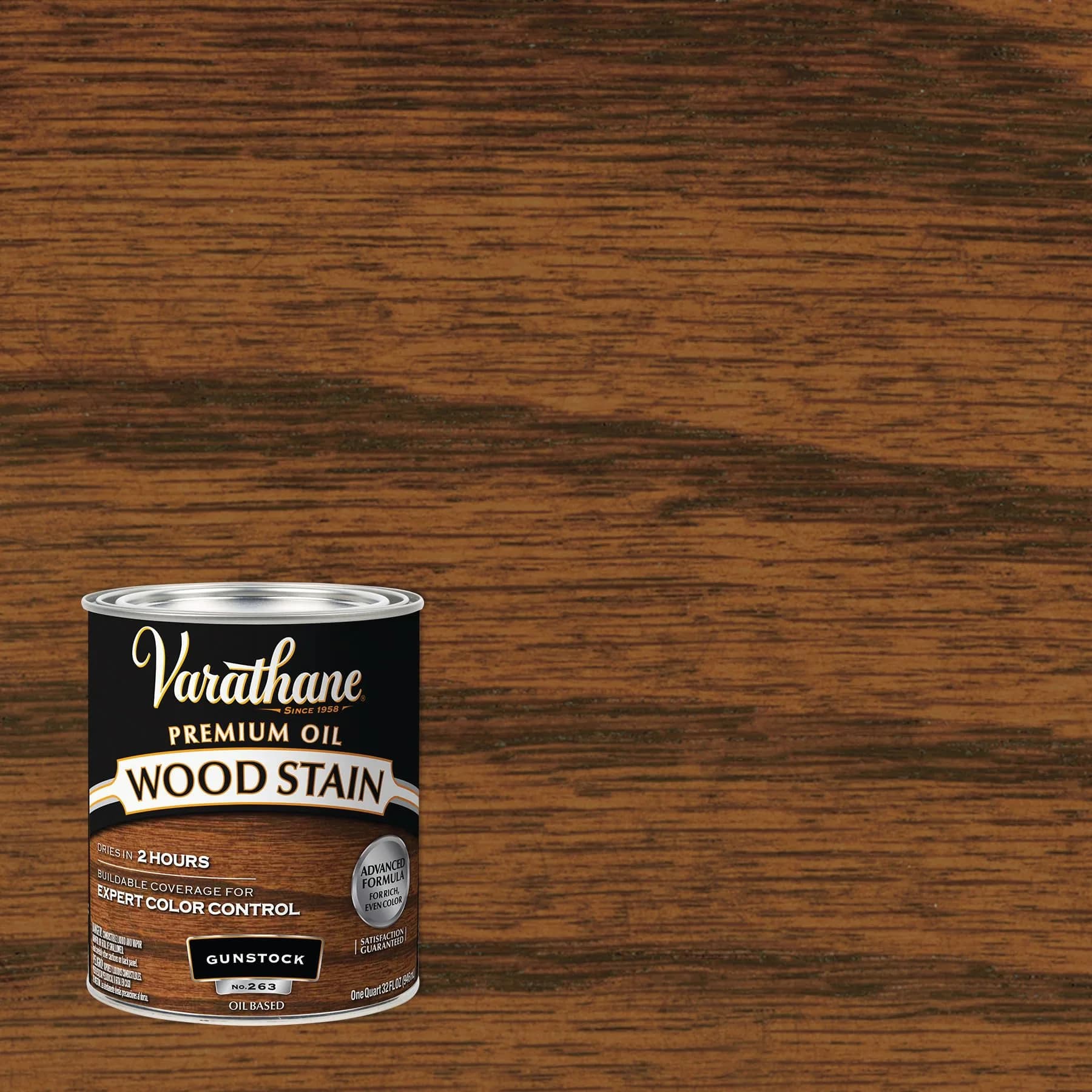 Varathane Dry Gunstock Oil-Based Wood Stain Quart (946ml) for Rich Interior Wood Color - view 2