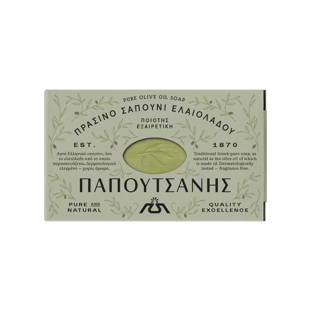 Papoutsanis Natural Greek Olive Oil Soap 125g (4.41 oz) | Pure Olive Oil Cleanser for Face & Body — 4.41 Ounce