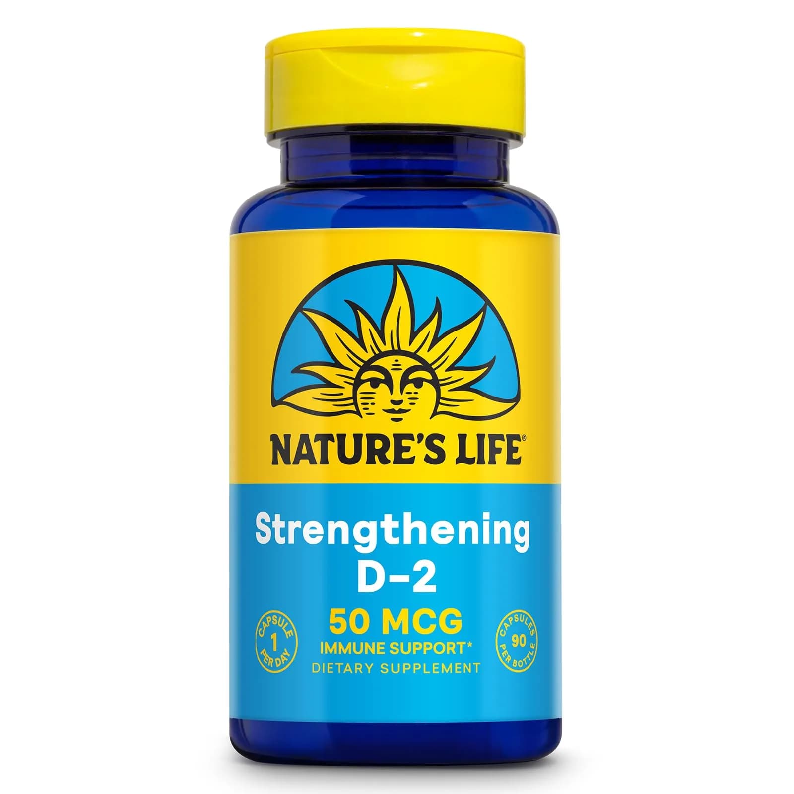 Nature's Life Vitamin D2 2000 IU | Vegan Supplement for Bone & Immunity Support (90 Vegetarian Capsules) — Capsule