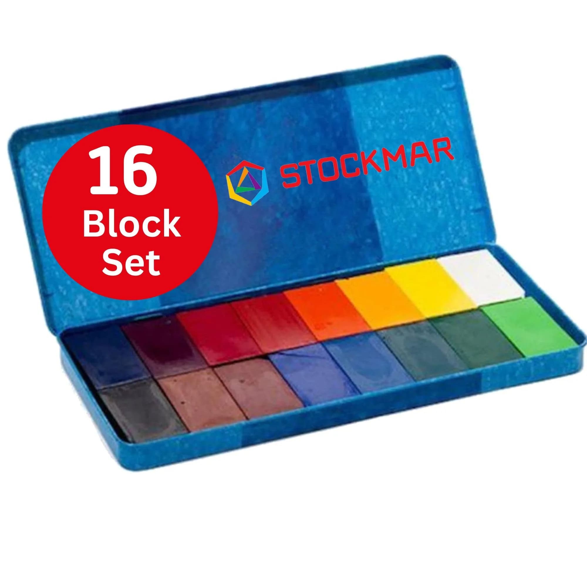 STOCKMAR Wax Block Crayons 16 Assorted Colors in Tin Case | Beeswax-Based Art Crayons for Drawing & Coloring