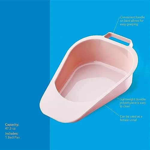 Carex Fracture Bed Pan with Handle, 1.4 L (47.3 oz) Capacity | Essential for Bedridden Patients thumbnail 4