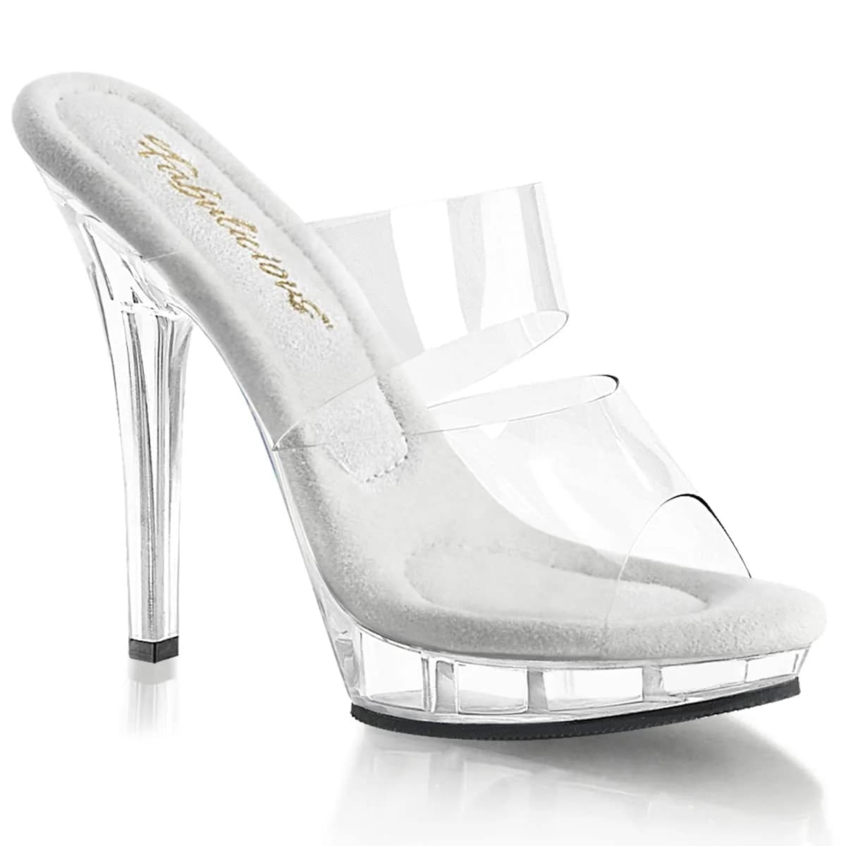 Pleaser Lip-102 Platform Slide Sandal Clear/Clear | 5" Heel & 0.75" Platform for Formal & Party Wear - main product image