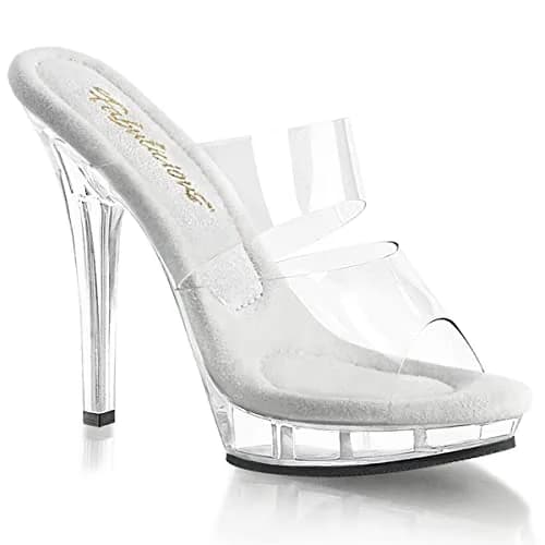 Pleaser Lip-102 Platform Slide Sandal Clear/Clear | 5" Heel & 0.75" Platform for Formal & Party Wear thumbnail 1