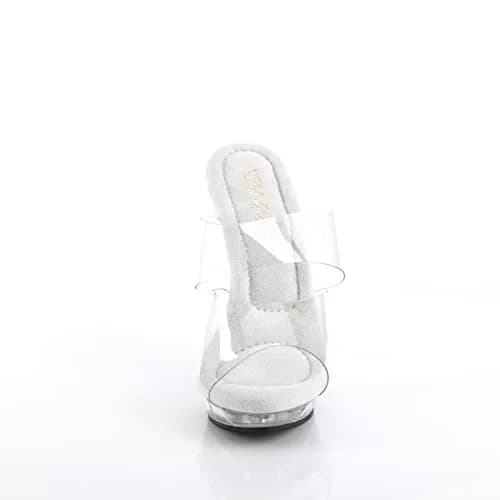 Pleaser Lip-102 Platform Slide Sandal Clear/Clear | 5" Heel & 0.75" Platform for Formal & Party Wear thumbnail 2