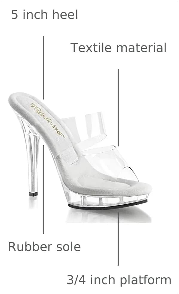 Pleaser Lip-102 Platform Slide Sandal Clear/Clear | 5" Heel & 0.75" Platform for Formal & Party Wear thumbnail 3