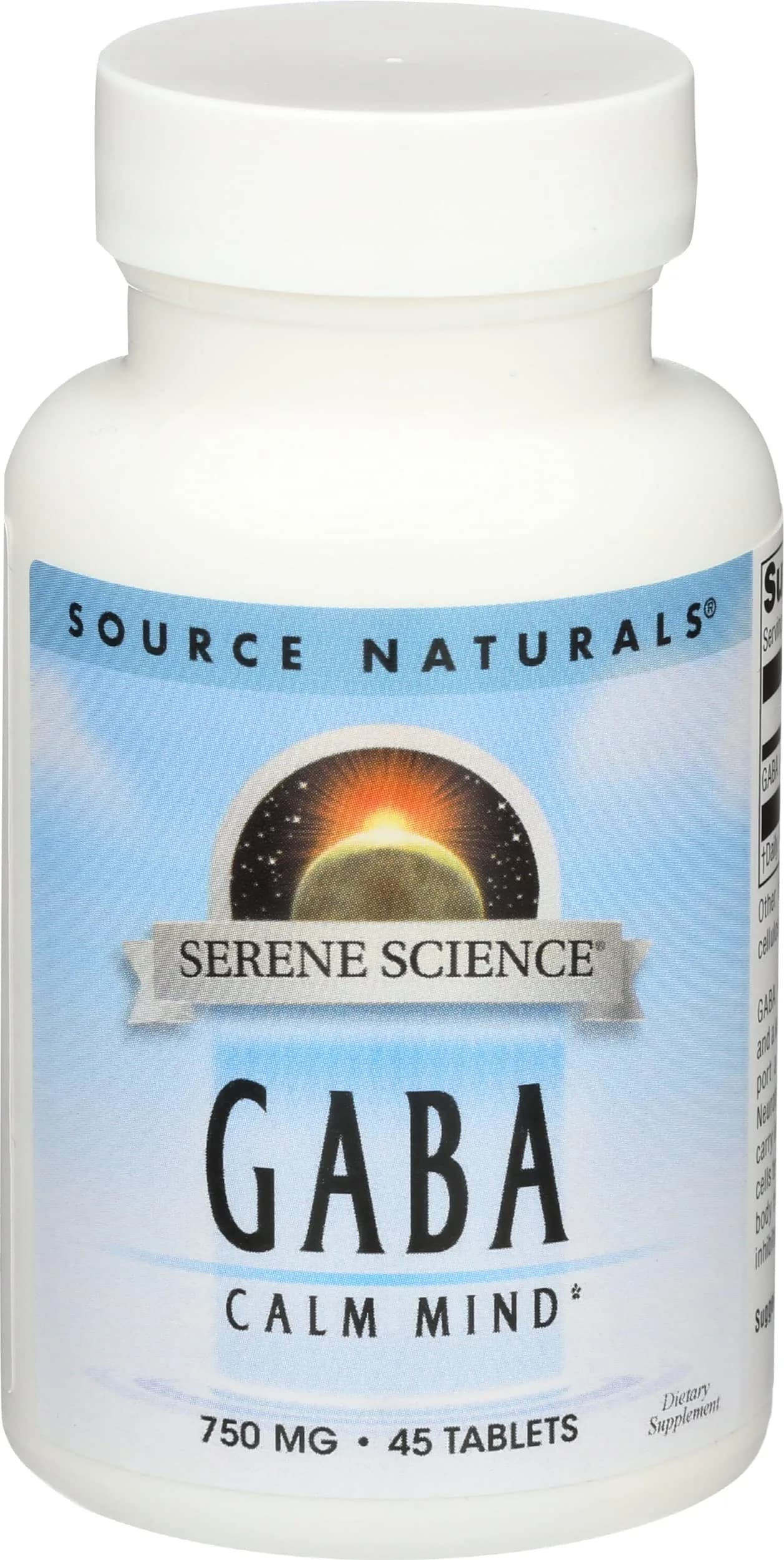 Source Naturals Serene Science GABA 750mg 45 Count Tablets | Calm Mind & Muscle Relaxation — Tablet