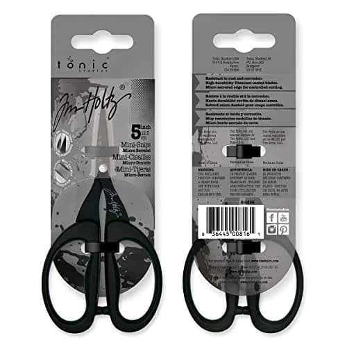 Tonic Studios Tim Holtz 5 Inch Mini Snips Scissors 12.7 cm (5 Inch) | Micro Serrated Titanium Blade for Precision Crafting thumbnail 3