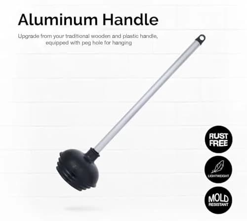 NEIKO 60166A Heavy Duty Toilet Plunger with Patented All-Angle Design | Aluminum Handle, Black, 1-Pack thumbnail 3