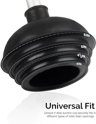 NEIKO 60166A Heavy Duty Toilet Plunger with Patented All-Angle Design | Aluminum Handle, Black, 1-Pack thumbnail 1