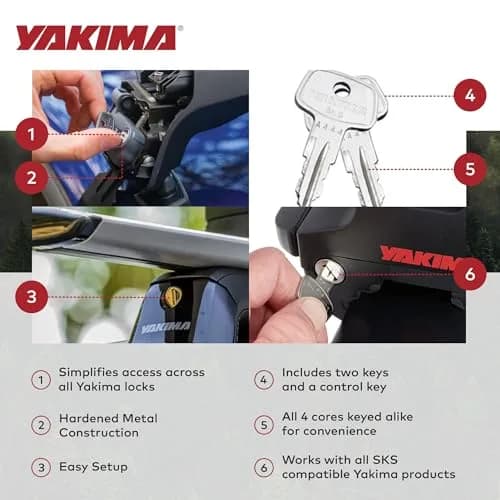 Yakima SKS Lock Cores for Car Rack Systems, 4 Pack | Secure Your Gear with One Key thumbnail 3