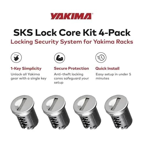 Yakima SKS Lock Cores for Car Rack Systems, 4 Pack | Secure Your Gear with One Key thumbnail 2