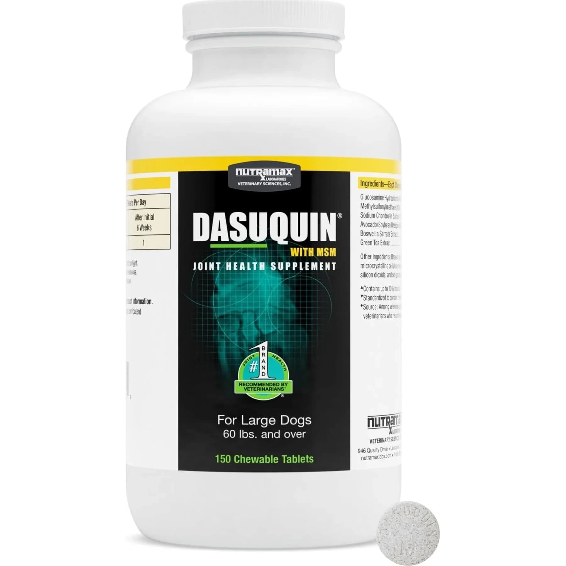 Nutramax Dasuquin MSM Joint Supplement for Large Dogs, 150 Chewable Tablets | Vet Recommended Canine Mobility Support - main product image