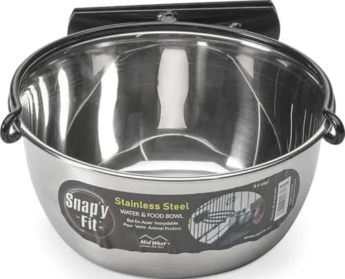 MidWest Homes for Pets Snap'y Fit Stainless Steel Food or Water Bowl 1 Quart (4 Cups) | Mounts to Wire Crates, No-Tip Design thumbnail 1