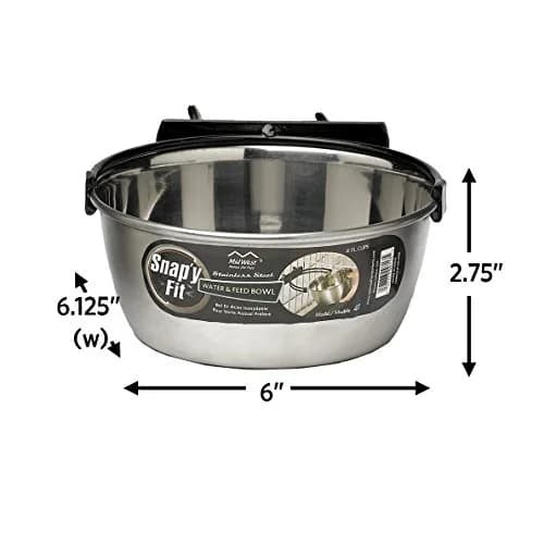 MidWest Homes for Pets Snap'y Fit Stainless Steel Food or Water Bowl 1 Quart (4 Cups) | Mounts to Wire Crates, No-Tip Design thumbnail 2