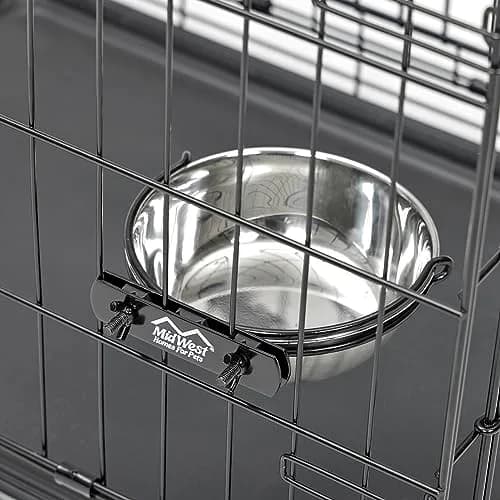 MidWest Homes for Pets Snap'y Fit Stainless Steel Food or Water Bowl 2 Quarts (8 Cups) | Mounts to Wire Crates, No-Tip Design thumbnail 2