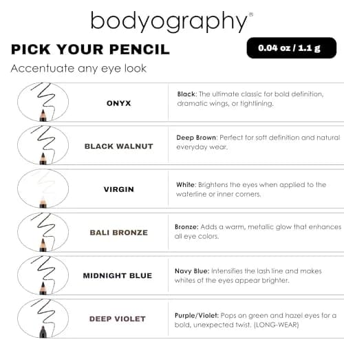 Bodyography Cream Eye Pencil Virgin - White Wooden Eyeliner for Eyes & Eyebrows, Long-Lasting Cruelty-Free Coconut Oil Cosmetic Liner thumbnail 2