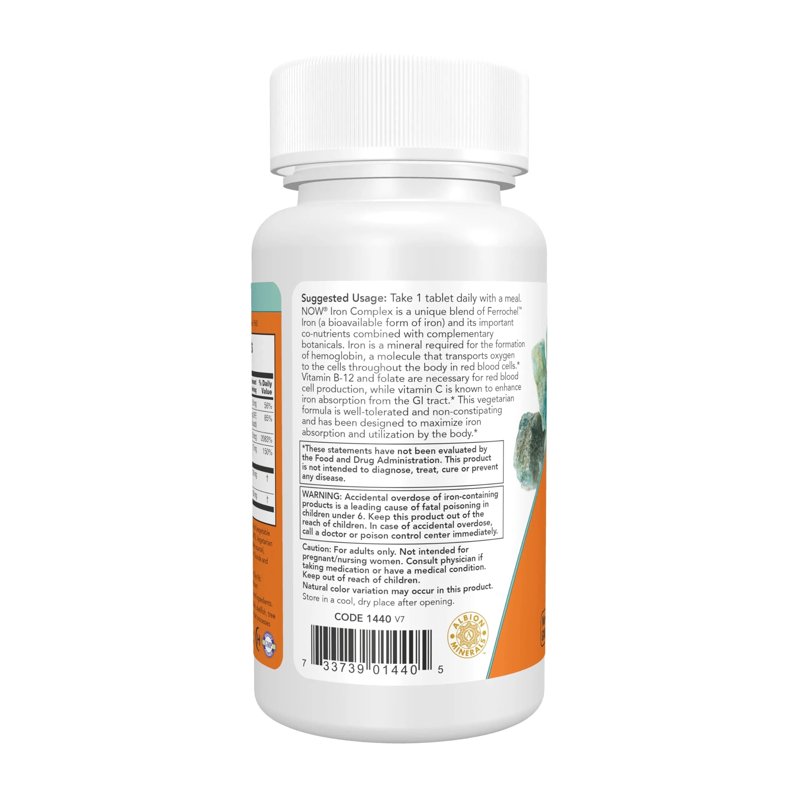 NOW Foods Iron Complex Mineral Supplement Tablets 100 Count | Essential Mineral for Oxygen Transport - view 3