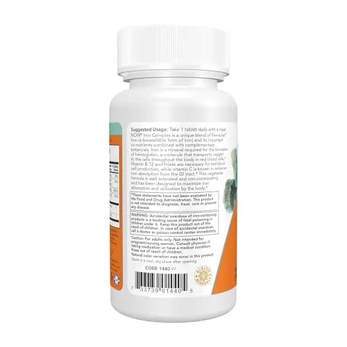 NOW Foods Iron Complex Mineral Supplement Tablets 100 Count | Essential Mineral for Oxygen Transport thumbnail 3