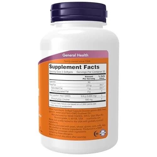 NOW Foods Lecithin 1200 mg Softgels (100 Count, 3600 mg Soy Lecithin) | Supports Brain & Nerve Function thumbnail 2
