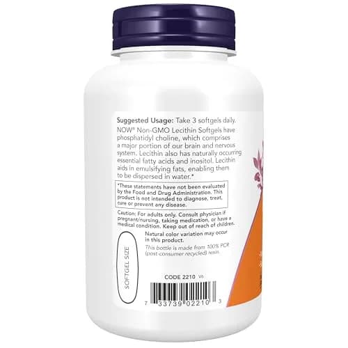 NOW Foods Lecithin 1200 mg Softgels (100 Count, 3600 mg Soy Lecithin) | Supports Brain & Nerve Function thumbnail 3