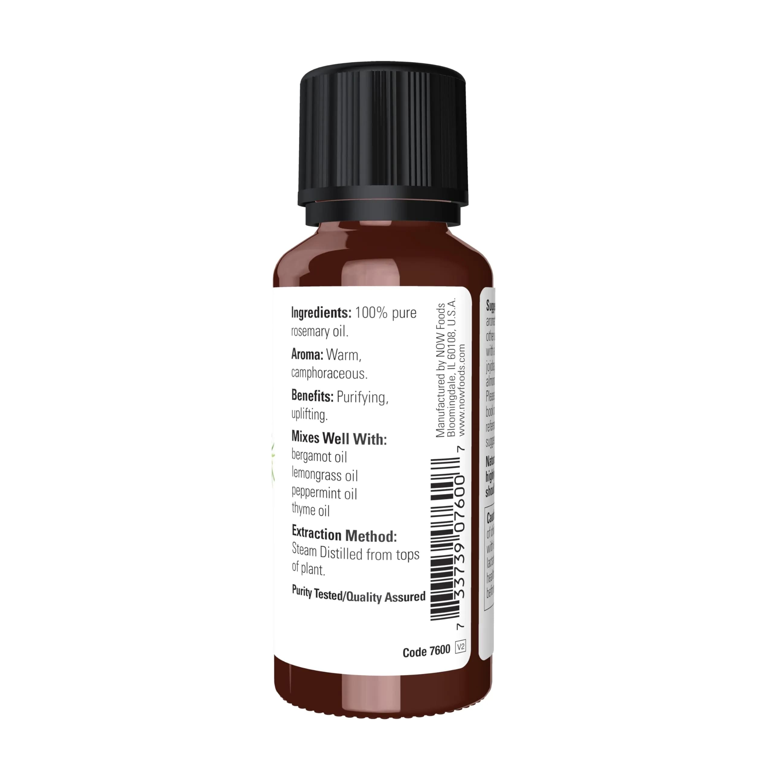 NOW Foods Rosemary Essential Oil 29.57ml (1 fl. oz) | Steam Distilled, Undiluted, Uplifting Aroma - view 2