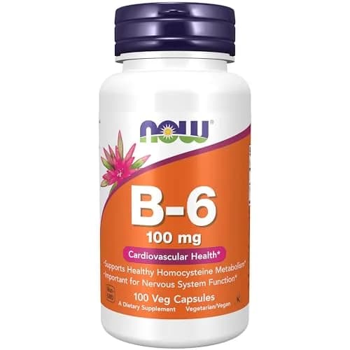 Now Foods B-6 100mg 100 Capsules | Supports Nervous System & Metabolism thumbnail 1
