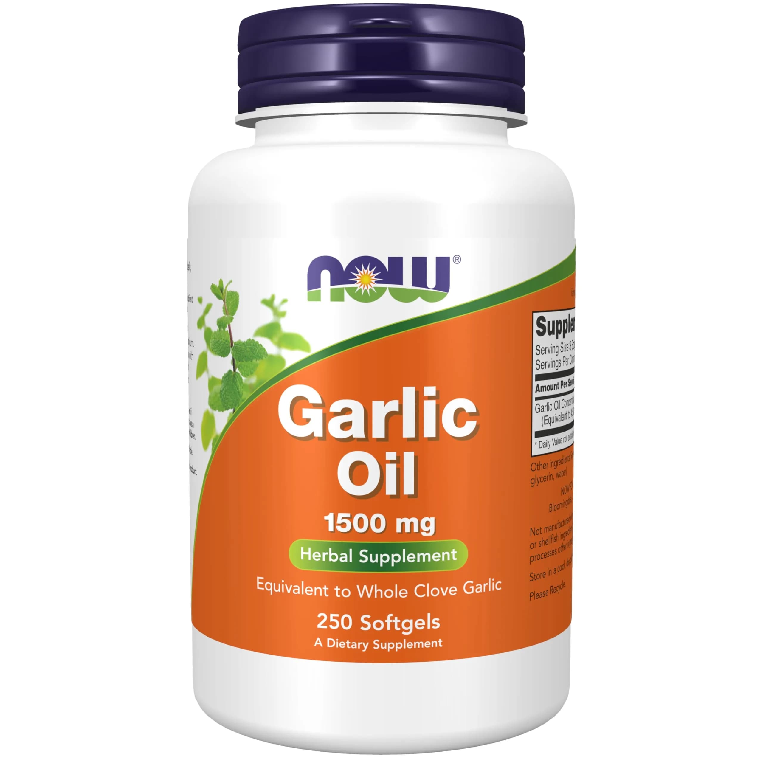 NOW Foods Garlic Oil 1500 mg Herbal Supplement 250 Softgels | Natural Sulfur Compounds — Light Yellow