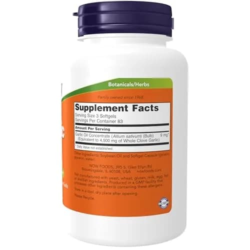 NOW Foods Garlic Oil 1500 mg Herbal Supplement 250 Softgels | Natural Sulfur Compounds thumbnail 2