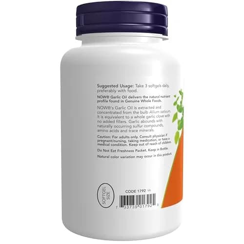 NOW Foods Garlic Oil 1500 mg Herbal Supplement 250 Softgels | Natural Sulfur Compounds thumbnail 3