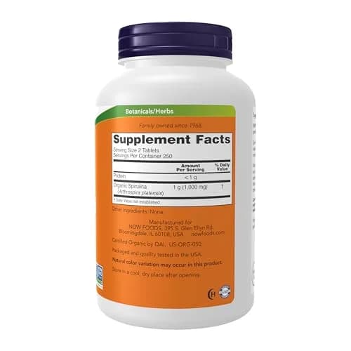 NOW Organic Spirulina 500 mg | Pure, Nutrient-Rich Microalgae Supplement for Adults thumbnail 2