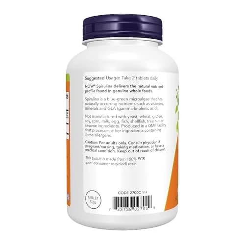 NOW Organic Spirulina 500 mg | Pure, Nutrient-Rich Microalgae Supplement for Adults thumbnail 3