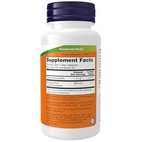 NOW Foods Burdock Root Herbal Supplement 430 mg 100 Veg Capsules | Traditional Herbalist Use thumbnail 2