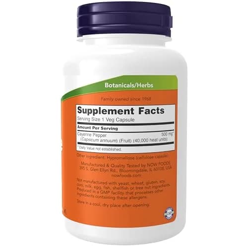 NOW Cayenne (Capsicum annuum) 500 mg | Supports Digestion & Blood Vessels | 250 Veg Caps thumbnail 2