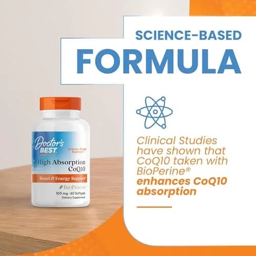 Doctor's Best High Absorption CoQ10 with BioPerine 100 mg 60 SoFtgels | Heart Health & Energy Production thumbnail 6